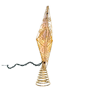 Thumbnail 10: Kurt Adler Kurt Adler UL 10-Light 8.5-Inch Gold Reflector Star Treetop. 