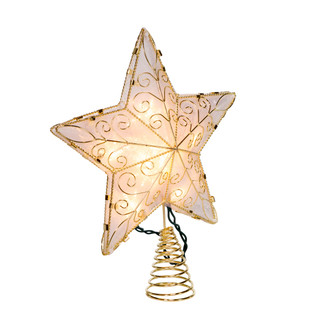 Thumbnail 4: Kurt Adler Kurt Adler UL 10-Light 8.5-Inch Gold Reflector Star Treetop. 