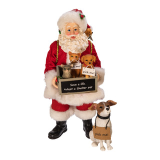 Thumbnail 4: FABRICHE Kurt Adler 2 Pc. Fabriché Adopt-a-Pet Santa & Dog Set 