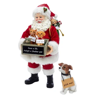 Thumbnail 10: FABRICHE Kurt Adler 2 Pc. Fabriché Adopt-a-Pet Santa & Dog Set 