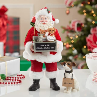 Thumbnail 2: FABRICHE Kurt Adler 2 Pc. Fabriché Adopt-a-Pet Santa & Dog Set 