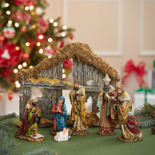Thumbnail 6: Kurt Adler 6-Inch Resin Nativity Set of 7 Figurines 