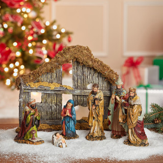 Thumbnail 2: Kurt Adler 6-Inch Resin Nativity Set of 7 Figurines 