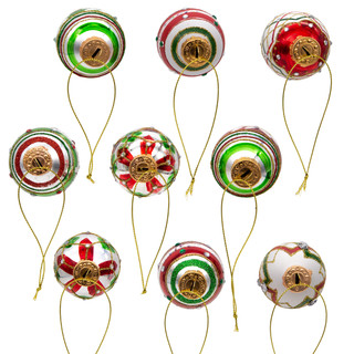 Thumbnail 4: Kurt Adler Kurt Adler 9 Pc. Red & Green Glass Egg Ornament Set 