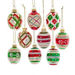 Thumbnail 2: Kurt Adler Kurt Adler 9 Pc. Red & Green Glass Egg Ornament Set 