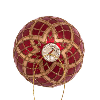Thumbnail 4: Kurt Adler Kurt Adler 6 Pc. Gold Plaid Glass Ball Ornament Set 