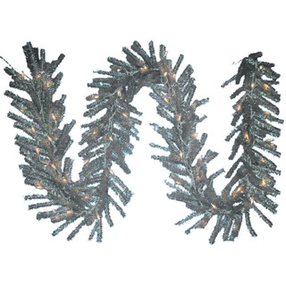 Thumbnail 2: Kurt Adler Kurt Adler 9-Foot Pre-Lit Silver Ice Garland 