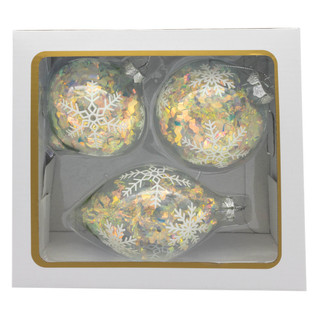 Thumbnail 6: Kurt Adler Kurt Adler 3 Pc. Iridescent Snowflake Glass Ornament Set 