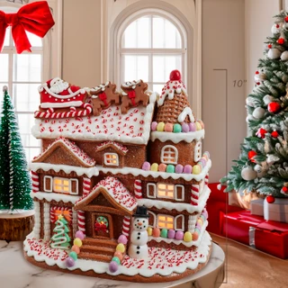 Thumbnail 18: Kurt Adler Kurt Adler 10-Inch Pre-Lit Gingerbread House With Santa 
