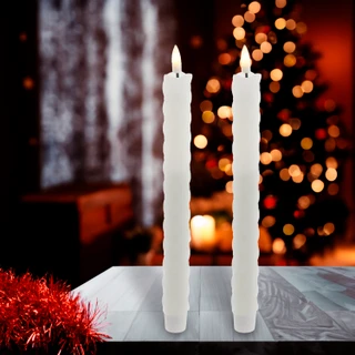 Thumbnail 2: Kurt Adler Kurt Adler 9.7-Inch LED Diamond Flicker Flame Candle Set 