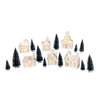 Thumbnail 2: Kurt Adler Kurt Adler 24 Pc. Lighted Porcelain House Set 
