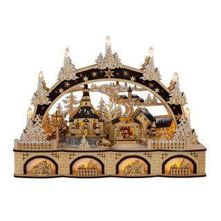 Thumbnail 2: Kurt Adler Kurt Adler 17 in LED Wooden Light-Up Christmas Village 