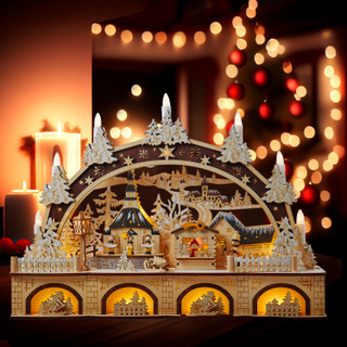 Thumbnail 14: Kurt Adler Kurt Adler 17 in LED Wooden Light-Up Christmas Village 
