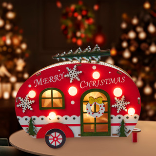 Thumbnail 2: Kurt Adler Kurt Adler 6.69-Inch Wooden Lighted Camper Van 