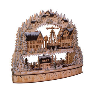 Thumbnail 4: Kurt Adler Kurt Adler 16-Inch Light-Up Wooden Village with Motion 