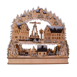 Thumbnail 10: Kurt Adler Kurt Adler 16-Inch Light-Up Wooden Village with Motion 