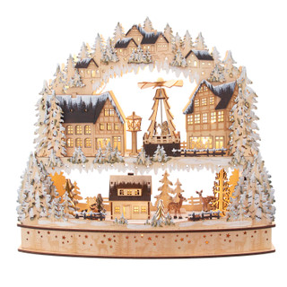 Thumbnail 2: Kurt Adler Kurt Adler 16-Inch Light-Up Wooden Village with Motion 