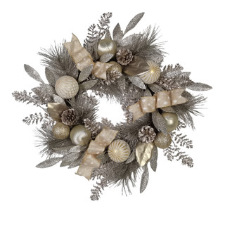 Thumbnail 2: Kurt Adler Kurt Adler 24-Inch Silver & Gold Champagne Rattan Wreath 