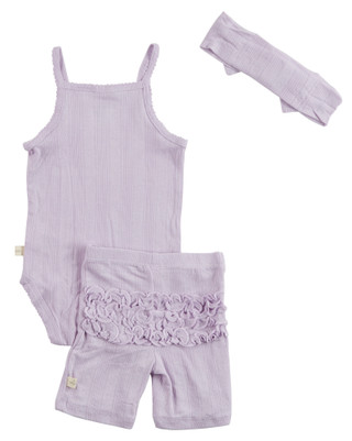 Thumbnail 2: MILKBERRY Milkberry Baby Girls 3 Pc Pointelle Creeper Set 