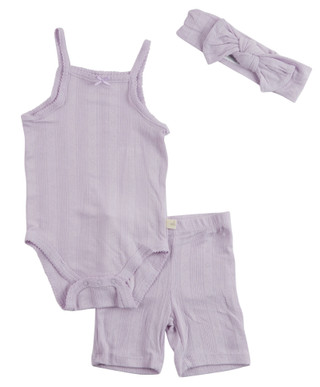 Thumbnail 1: MILKBERRY Milkberry Baby Girls 3 Pc Pointelle Creeper Set 