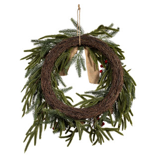Thumbnail 4: Kurt Adler Kurt Adler 24-Inch Berries & Pinecone Rattan Wreath 