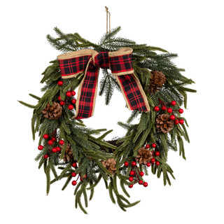 Thumbnail 2: Kurt Adler Kurt Adler 24-Inch Berries & Pinecone Rattan Wreath 