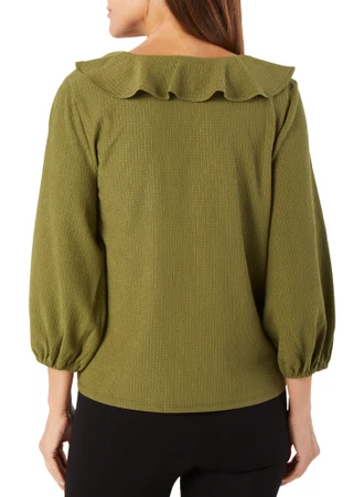 Thumbnail 4: 89th & Madison Women's Solid Ruffle Top 