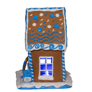 Thumbnail 6: Kurt Adler 7-Inch LED Hanukkah Gingerbread House Tablepiece 