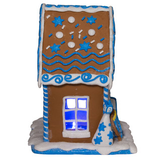 Thumbnail 5: Kurt Adler 7-Inch LED Hanukkah Gingerbread House Tablepiece 