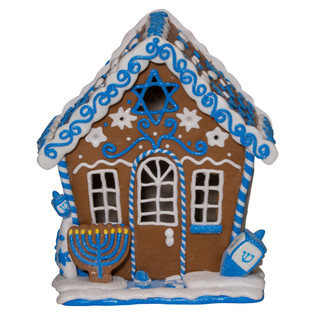 Thumbnail 9: Kurt Adler 7-Inch LED Hanukkah Gingerbread House Tablepiece 