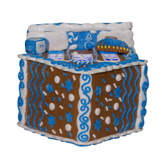 Thumbnail 7: Kurt Adler 7-Inch LED Hanukkah Gingerbread House Tablepiece 