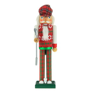 Thumbnail 2: Kurt Adler 15-Inch Red and Green Golfer Nutcracker 