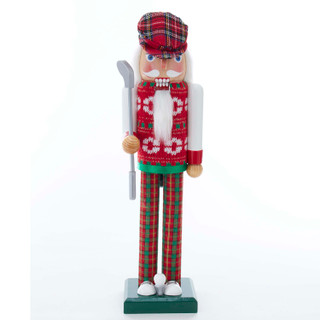 Thumbnail 1: Kurt Adler 15-Inch Red and Green Golfer Nutcracker 