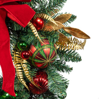 Thumbnail 6: Kurt Adler Kurt Adler 24-Inch Gold Red & Green Ribbon Wreath 