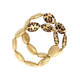 Thumbnail 1: Bay Studio Bay Studio 2 Row Beaded Stretch Animal Print Bracelet 