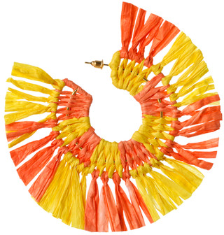 Thumbnail 2: Bay Studio Bay Studio Rafia Fringe C Hoop Post Earrings 