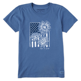 Thumbnail 1: Life is Good Life Is Good Womens Americana Sunflower Flag Graphic Tee 