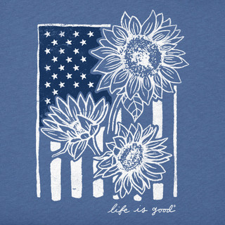 Thumbnail 2: Life is Good Life Is Good Womens Americana Sunflower Flag Graphic Tee 