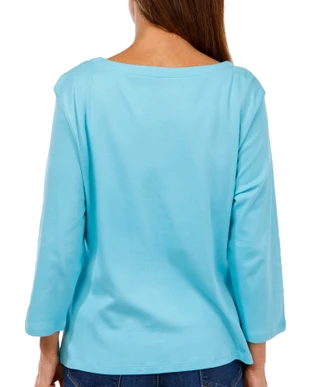Thumbnail 2: Coral Bay Coral Bay Petite 3/4 Sleeve Solid Sweatheart Top 