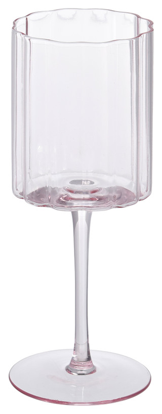 Thumbnail 1: JEANNE FITZ Jeanne Fitz 12 Oz Scalloped Rim Fluted Wine Glass - Blush 