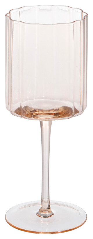 Thumbnail 1: JEANNE FITZ Jeanne Fitz 12 Oz Scalloped Rim Fluted Wine Glass - Amber 