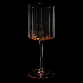 Thumbnail 2: JEANNE FITZ Jeanne Fitz 12 Oz Scalloped Rim Fluted Wine Glass - Amber 