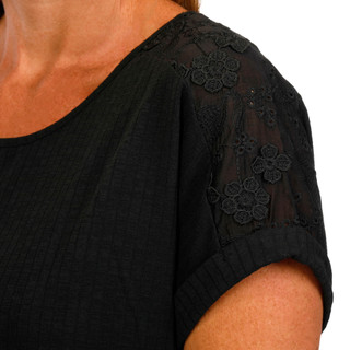 Thumbnail 3: RIO & RIAN Rio & Rian Womens Solid Ribbed Short Sleeve Top 