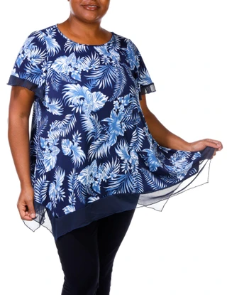 Thumbnail 3: AMANA Women's Plus Floral Print Top 