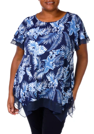 Thumbnail 1: AMANA Women's Plus Floral Print Top 