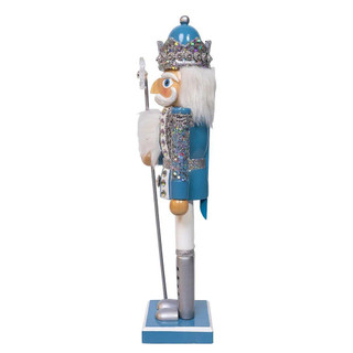 Thumbnail 4: Kurt Adler Kurt Adler Wooden 15 in. Blue and Platinum Nutcracker 