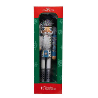 Thumbnail 7: Kurt Adler Kurt Adler Wooden 15 in. Blue and Platinum Nutcracker 