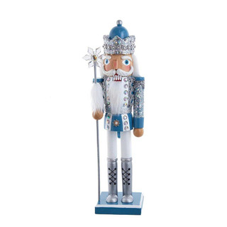 Thumbnail 1: Kurt Adler Kurt Adler Wooden 15 in. Blue and Platinum Nutcracker 