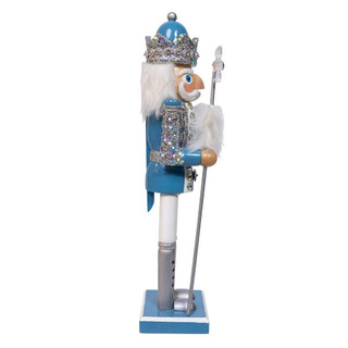 Thumbnail 2: Kurt Adler Kurt Adler Wooden 15 in. Blue and Platinum Nutcracker 