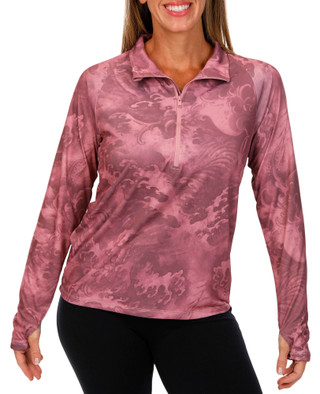 Thumbnail 1: Reel Life Reel Life Womens Active 1/4 Zip Long Sleeve Print Top 